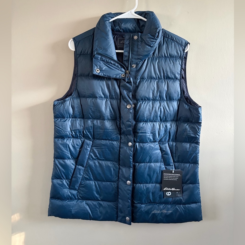 Eddie Bauer 650 Down Outerwear Puffer Vest‎ Navy Blue Woman's Medium NWT